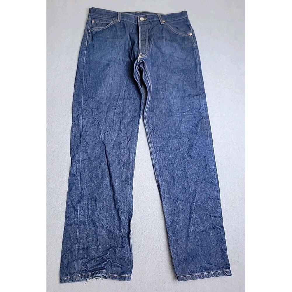 Levis Mens 501 48x34 (36x32)‎ Jeans Straight Button High Cotton Blue Distressed
